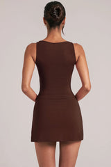 Square-Neck Top in Chocolate Brown