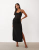 Corset Waist Maxi Dress With Drape Detail In Black