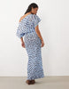 Never Fully Dressed Petite Tilly Plisse Off Shoulder Midi Dress In Light Blue Deer Print