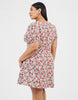 Brave Soul Curve Floral Puff Sleeve V-Neck Mini Dress In Red