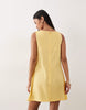 Slash Neck Keyhole Mini Sundress In Lemon Zest