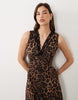 Sleeveless With V Neck Maxi Dress In Leopard Print
