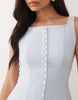 Kaiia Exclusive Cotton Blend Button Front Square Neck Pleated Mini Dress In Light Blue