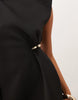 Gold Hardware Structured Mini Dress In One Shoulder In Black Scuba-Style Fabric