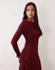 Nobody'S Child Tallulah Boat Neck Chiffon Hem Midi Dress In Burgundy