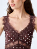 Omnes Dresses Allie Mini Satin Dress With Starburst Print In Brown