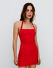 Bershka Mini Halter Neck Dress In Red