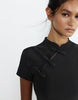 Pull&Bear Short Knotted Button Dress In Black