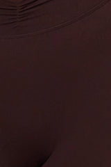 Soft Active Ruched Flared Trousers in Espresso