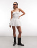 Aria Cove Shirred Tie Front Detail Mini Dress In White
