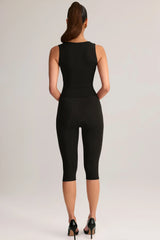 Modal Mid-Rise Capri Leggings in Black