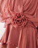 Asos Luxe V Neck Skater Dress With Corsage Waist Detail In Dusky Rose