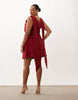 Tfnc Plus Bengaline V Back Draped Mini Dress In Deep Red