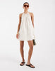 Halter Trapeze Shaped Waist Mini Dress In Cream
