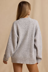 Ribbed Knit Oversized Jumper in Ice Marl