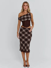 Lucy's NARELLE MIDI SKIRT BROWN CHECK
