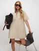 River Island Denim Zip Front Dress In Beige