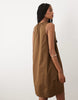 Arket Pure Cotton Sleeveless V-Neck Volume Midi Dress In Dark Brown