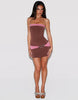 Tiger Mist Eos Bandeau Open Back Gold Hardware Detail Mini Dress In Chocolate And Pink