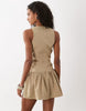 Motel Makana Plunge Mini Dress In Beige