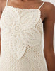 Mango Cotton Rich Knitted Halterneck Mini Dress With Statement Flower In Beige