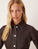 Fitted Denim Shirt Dress In Dark Chocolate