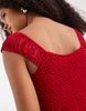 Hollister Square Neck Chiffon Mini Dress In Red