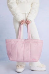 Waterproof Puffer Tote Bag in Powder Pink