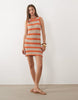 Crochet Knit Stripe Mini Dress