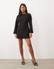 Vero Moda Petite Long Sleeve Button Cuff Detail Mini Dress In Black