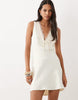 Miss Selfridge Satin Lace Trim Sleeveless Mini Tea Dress In Cream