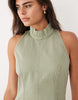 Twill Funnel Neck Seamed Mini Dress In Washed Olive