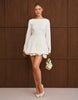 Six Stories Split Sleeve Bubble Hem Mini Dress In White