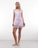 Monki Lace Detail Satin Slip Mini Dress In Lilac