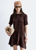 & Other Stories Drop Waist Satin Mini Dress With Hanky Hem In Chocolate Brown