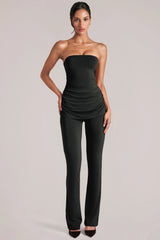 Mid-Rise Fitted Trousers in Black