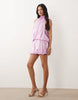 Halter Neck Layered Bubble Satin Mini Dress In Pink