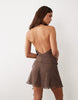 Bronze Snake Charlize Floaty Mini Dress In Chocolate Brown