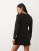 Vero Moda Petite Long Sleeve Button Cuff Detail Mini Dress In Black