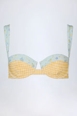 Underwired Balconette Bikini Top in Yellow Gingham