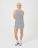 Brave Soul Striped Ribbed Sleeveless Mini Dress In White