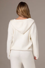 Ribbed Knit Oversized Hoodie in Ivory