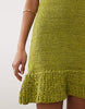 Tape Yarn Dress With Frill Hem In Green