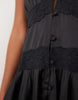 Miss Selfridge Petite Satin Lace Insert Hanky Hem Mini Dress In Black