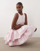 Yas Sleeveless Exaggerated Asymmetric Ruffle Hem Mini Dress In Pale Pink