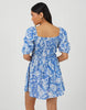 Brave Soul Smocked Short Sleeve Mini Dress In Blue