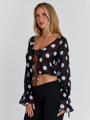 Lucy's REVI TOP BLACK POLKA DOT