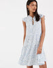 Vero Moda Frill Trim Babydoll Mini Dress In Blue And White Floral Print