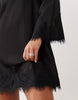 Nobody'S Child Kamari Satin Boat Neck Lace Trim Mini Dress In Black
