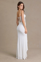 Premium Embellished Lace Corset Gown in White
